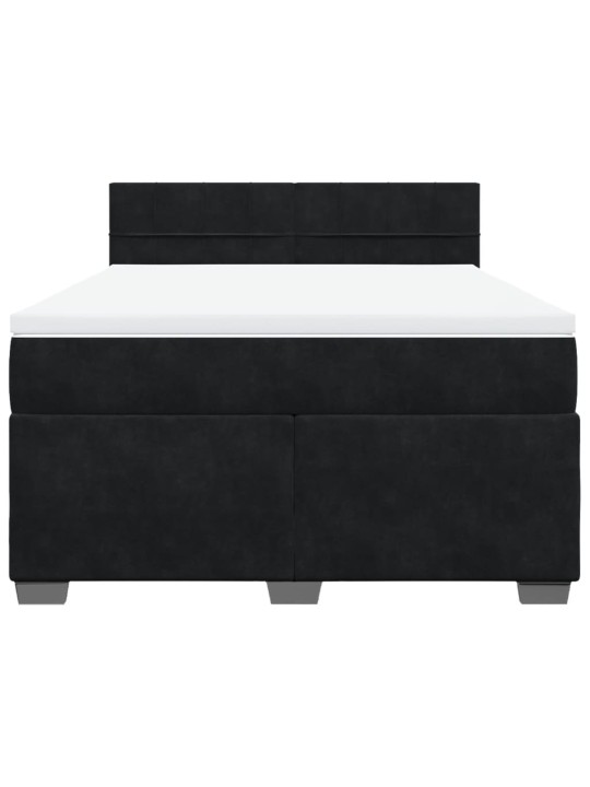 Box spring postel s matrací černá 160x200 cm samet