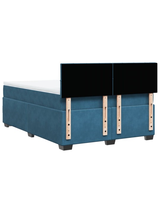 Box spring postel s matrací modrá 160 x 200 cm samet