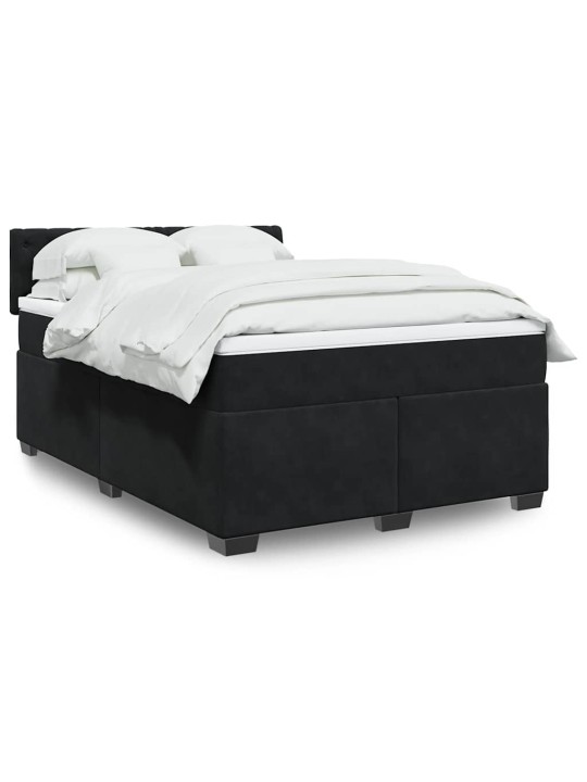 Box spring postel s matrací černá 160x200 cm samet