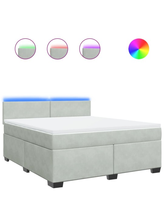 Box spring postel s matrací světle šedá 180x200 cm samet