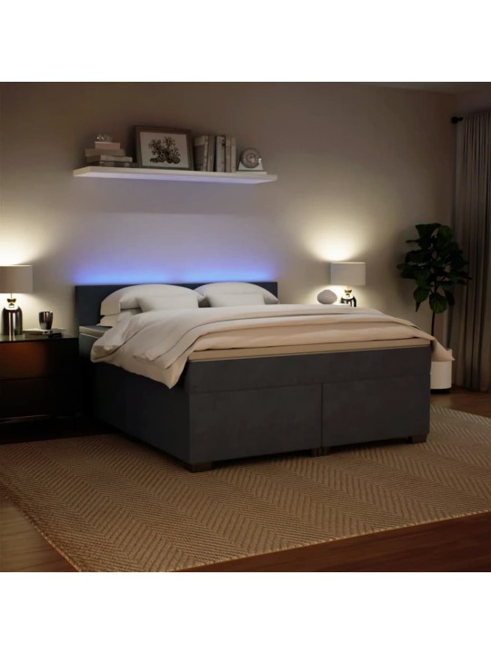 Box spring postel s matrací tmavě šedá 180x200 cm samet