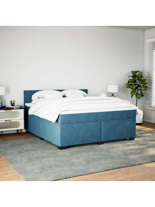 Box spring postel s matrací modrá 180 x 200 cm samet