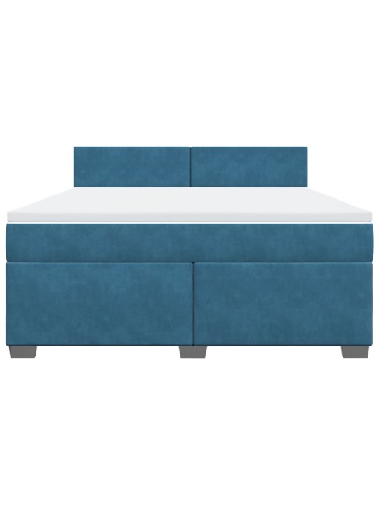Box spring postel s matrací modrá 180 x 200 cm samet