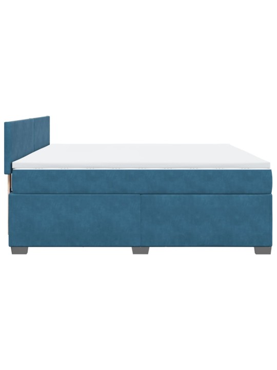 Box spring postel s matrací modrá 180 x 200 cm samet