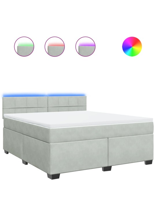 Box spring postel s matrací světle šedá 180x200 cm samet