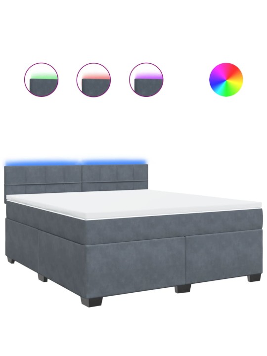 Box spring postel s matrací tmavě šedá 180x200 cm samet