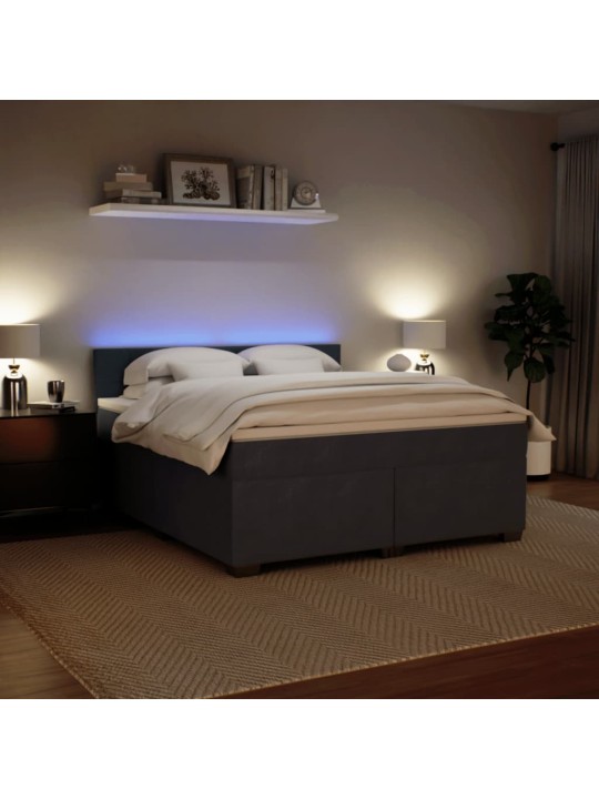 Box spring postel s matrací tmavě šedá 180x200 cm samet