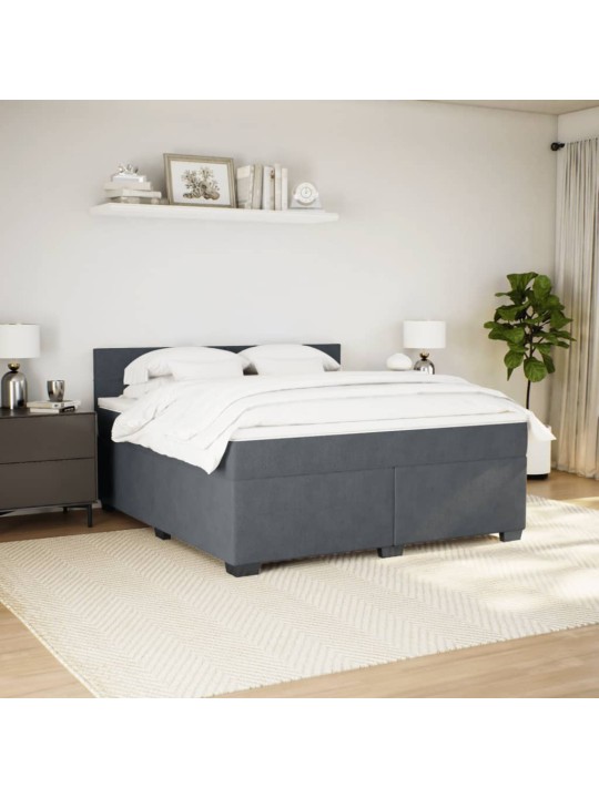 Box spring postel s matrací tmavě šedá 180x200 cm samet