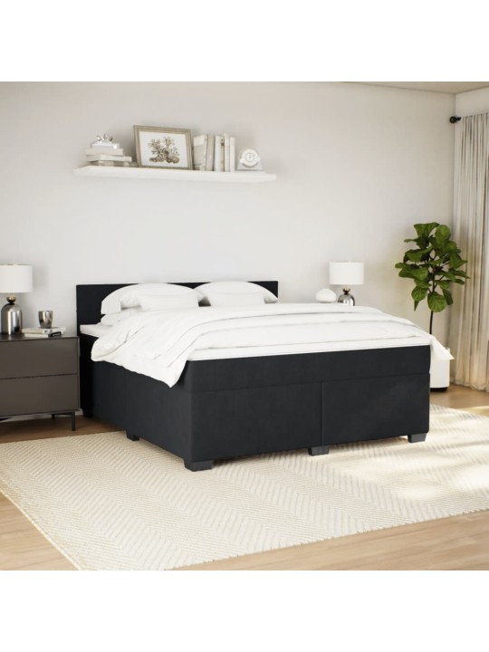 Box spring postel s matrací černá 180x200 cm samet