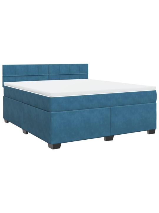 Box spring postel s matrací modrá 180 x 200 cm samet