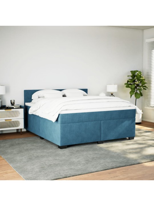 Box spring postel s matrací modrá 180 x 200 cm samet