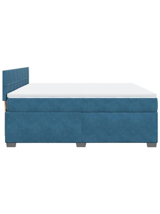 Box spring postel s matrací modrá 180 x 200 cm samet