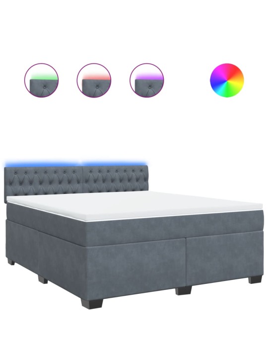 Box spring postel s matrací tmavě šedá 180x200 cm samet