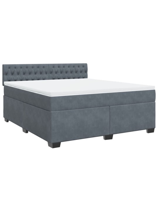 Box spring postel s matrací tmavě šedá 180x200 cm samet