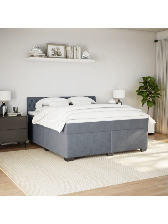 Box spring postel s matrací tmavě šedá 180x200 cm samet