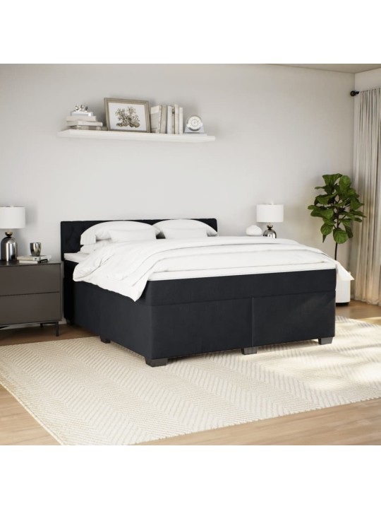 Box spring postel s matrací černá 180x200 cm samet