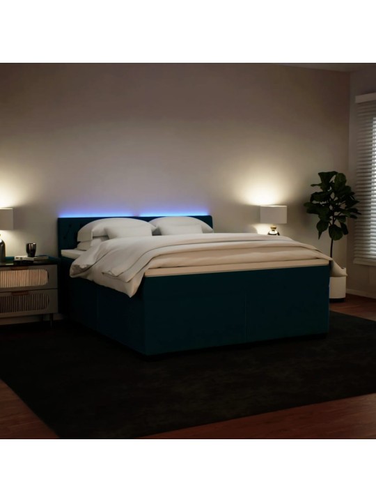 Box spring postel s matrací modrá 180 x 200 cm samet