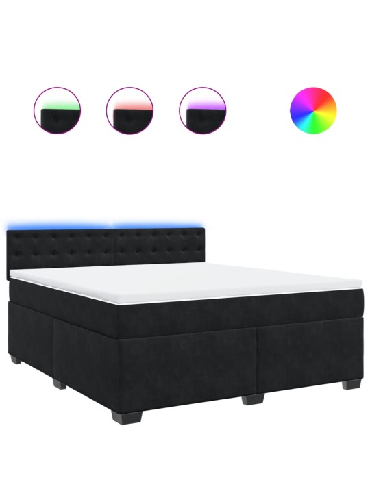 Box spring postel s matrací černá 180x200 cm samet