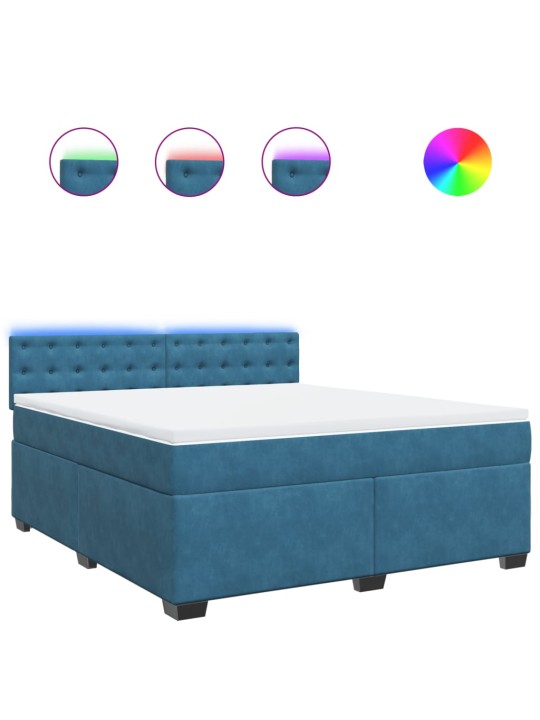 Box spring postel s matrací modrá 180 x 200 cm samet