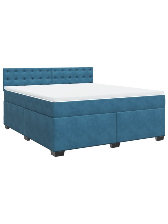 Box spring postel s matrací modrá 180 x 200 cm samet