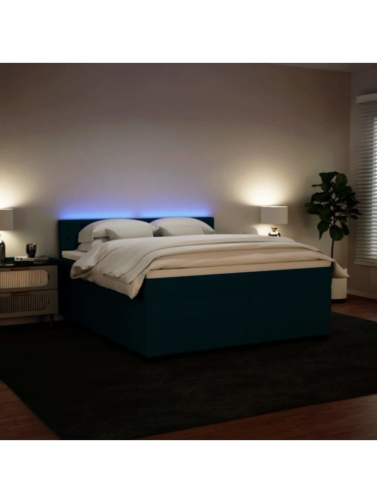 Box spring postel s matrací modrá 180 x 200 cm samet