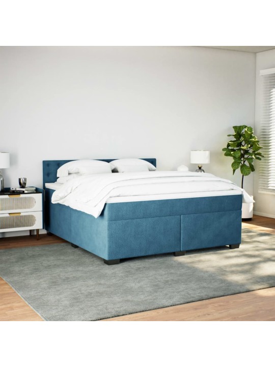 Box spring postel s matrací modrá 180 x 200 cm samet
