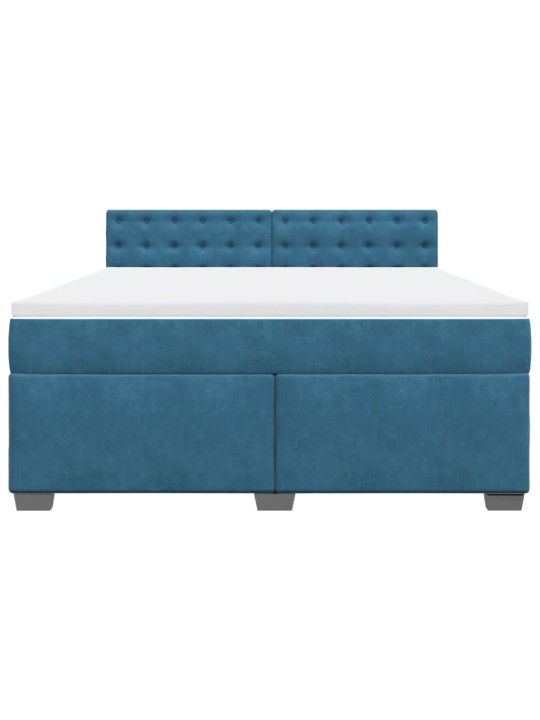 Box spring postel s matrací modrá 180 x 200 cm samet