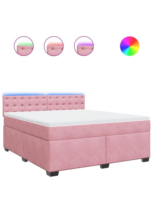 Box spring postel s matrací růžová 180x200 cm samet
