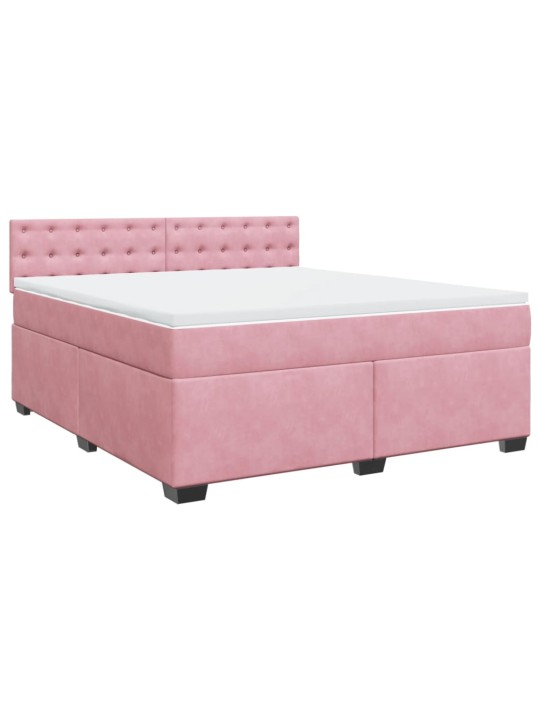 Box spring postel s matrací růžová 180x200 cm samet