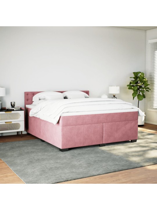 Box spring postel s matrací růžová 180x200 cm samet