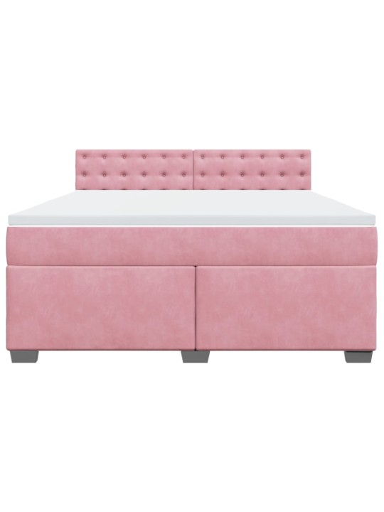 Box spring postel s matrací růžová 180x200 cm samet