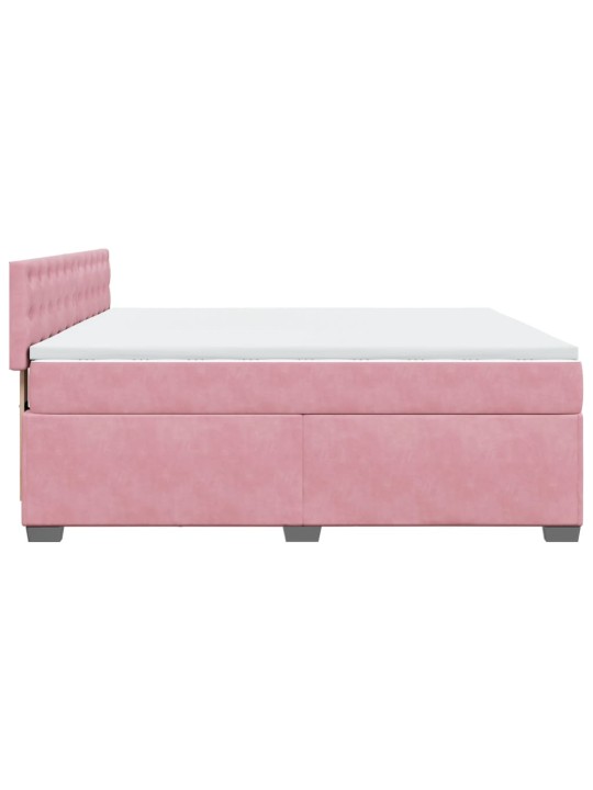 Box spring postel s matrací růžová 180x200 cm samet