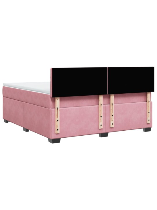 Box spring postel s matrací růžová 180x200 cm samet