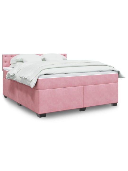 Box spring postel s matrací růžová 180x200 cm samet