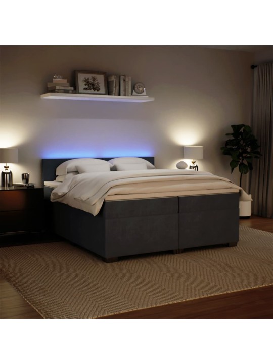 Box spring postel s matrací tmavě šedá 200x200 cm samet