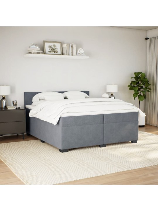 Box spring postel s matrací tmavě šedá 200x200 cm samet