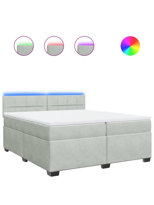 Box spring postel s matrací světle šedá 200x200 cm samet
