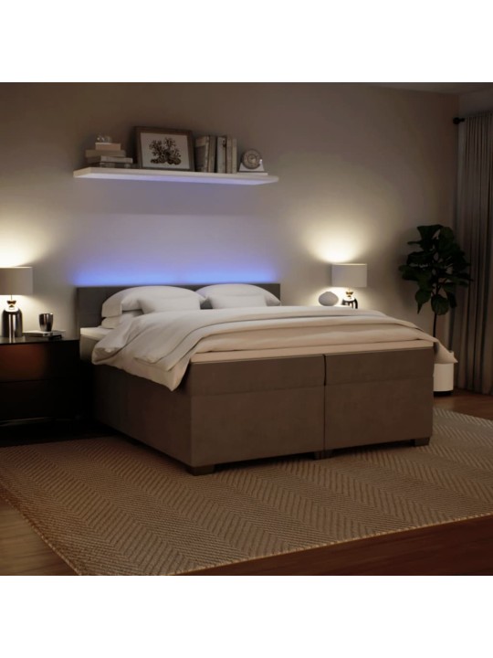 Box spring postel s matrací světle šedá 200x200 cm samet