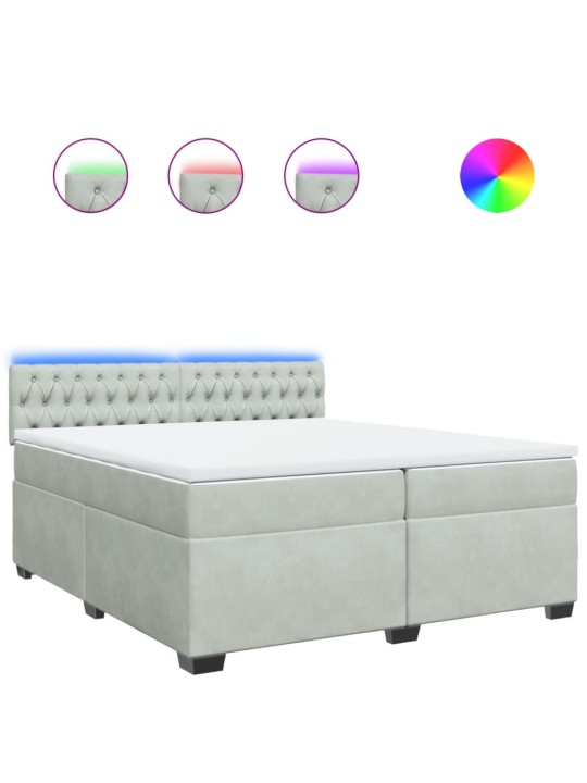 Box spring postel s matrací světle šedá 200x200 cm samet