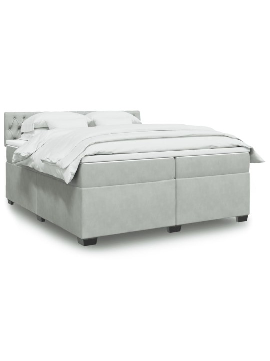 Box spring postel s matrací světle šedá 200x200 cm samet