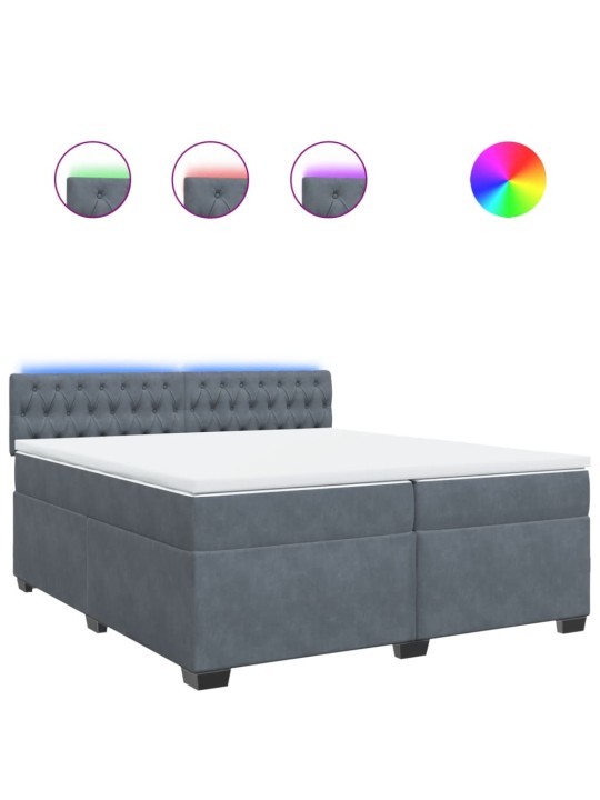 Box spring postel s matrací tmavě šedá 200x200 cm samet