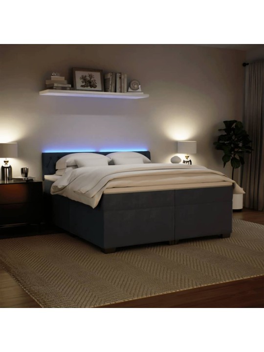 Box spring postel s matrací tmavě šedá 200x200 cm samet