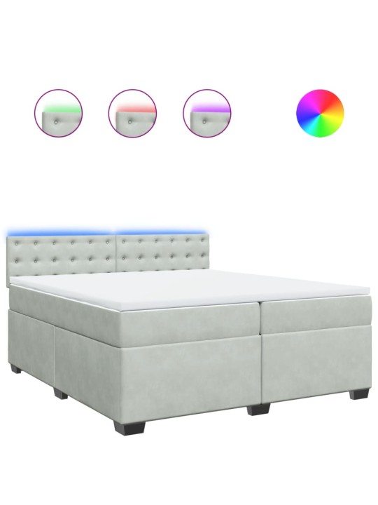 Box spring postel s matrací světle šedá 200x200 cm samet