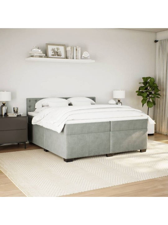 Box spring postel s matrací světle šedá 200x200 cm samet