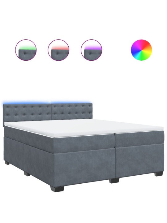 Box spring postel s matrací tmavě šedá 200x200 cm samet