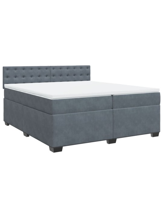 Box spring postel s matrací tmavě šedá 200x200 cm samet