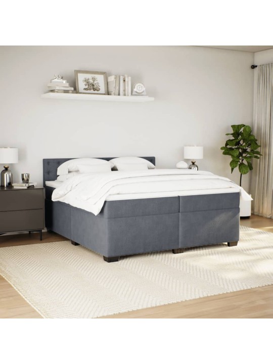 Box spring postel s matrací tmavě šedá 200x200 cm samet