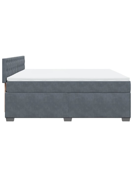 Box spring postel s matrací tmavě šedá 200x200 cm samet