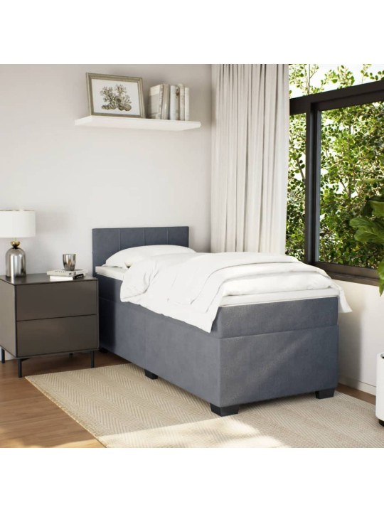 Box spring postel s matrací tmavě šedá Single samet