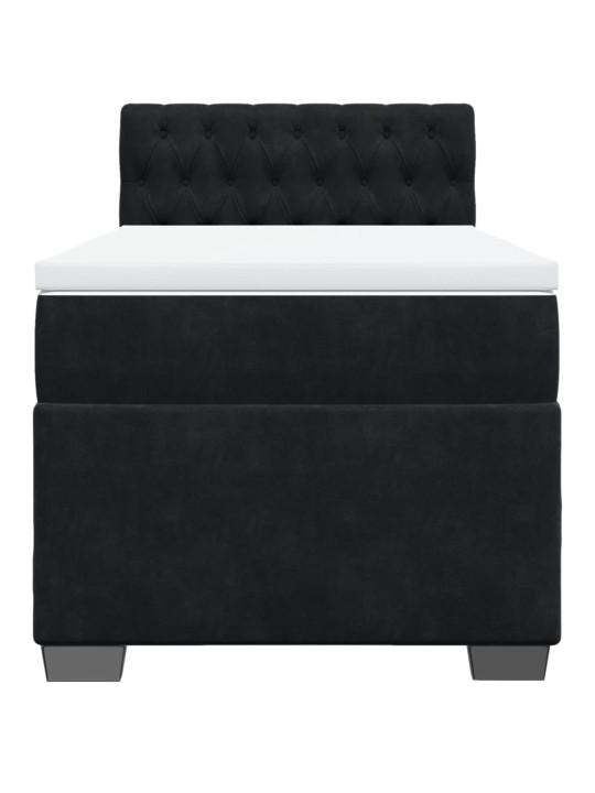 Box spring postel s matrací černá Single samet